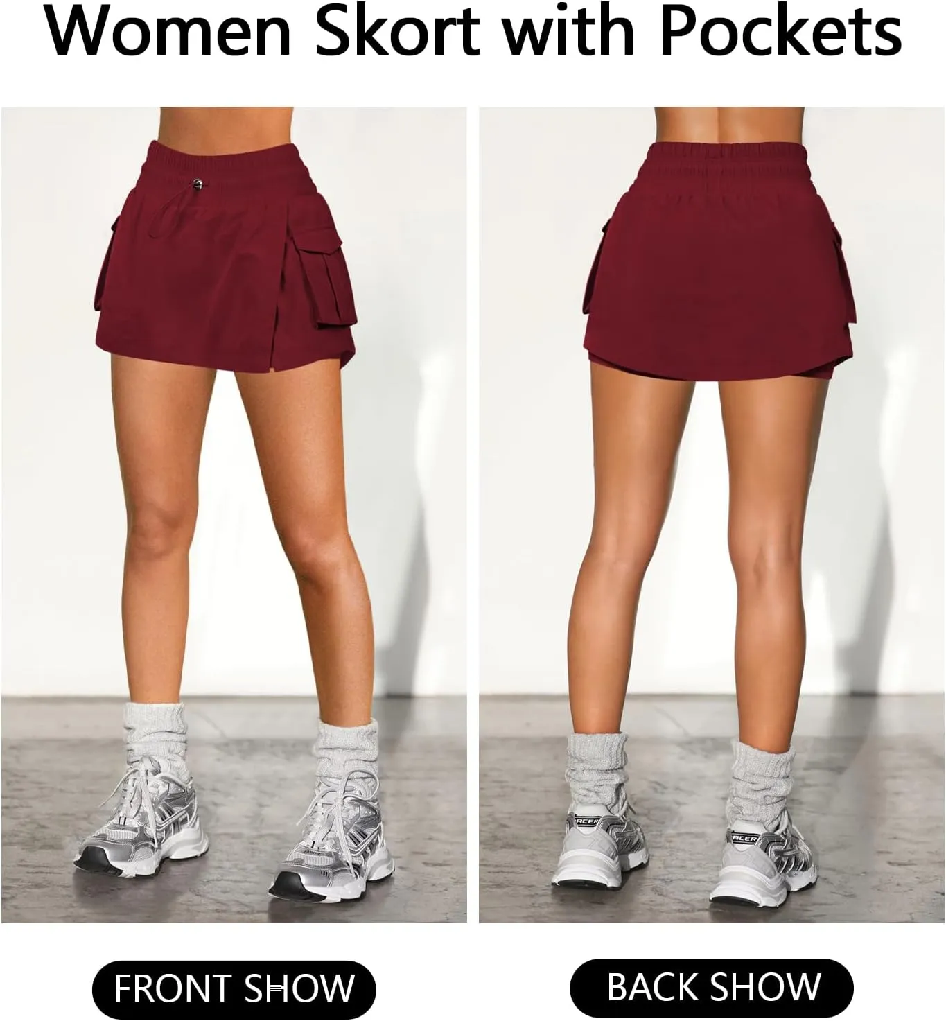 Women's Athletic Tennis Cargo Mini Skirt Skort for Women High Waisted Side Slit Pleated Golf Skater Skirts with Shorts Pocket