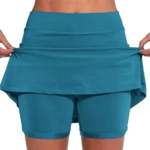 Womens Biker Shorts High Waisted Tennis Golf Skort Skirt with Pockets Built-in Shorts Gym Athletic Workout Running Yoga Shorts Plus Size Skirts Skorts for Girls Sport Hiking Short Pants Green