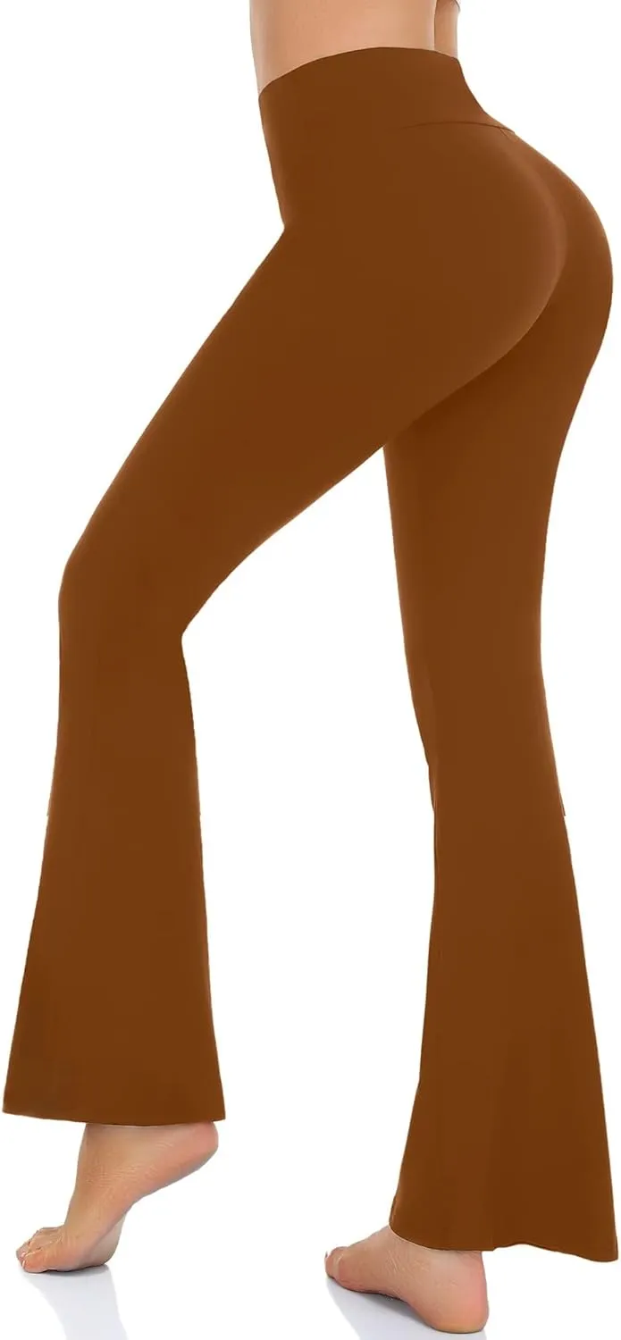 Womens Bootcut Yoga Pants Tummy Control Flare Leggings High Waist Crossover Lounge Bell Bottom Jazz Dress Baseball Pants