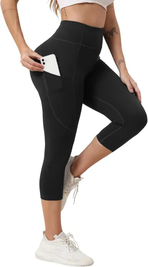 Women's Capri Yoga Pants with Pockets Essential High Waisted Legging for WorkoutSport Pants Running Pants for Women