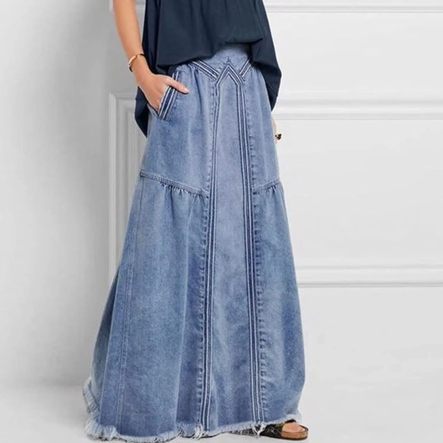Women's Casual Skirts Women Fashion Denim Pencil Skirt High Waisted Blow Knee Blue Jeans Skirts Spring Mini