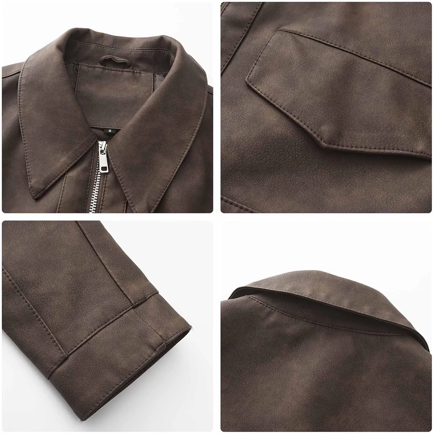 Women's Cropped Faux Leather Jacket Zip Up Motorcycle Jacket Moto Biker Blazer PU Short Coat Fashion Y2k Streetwear