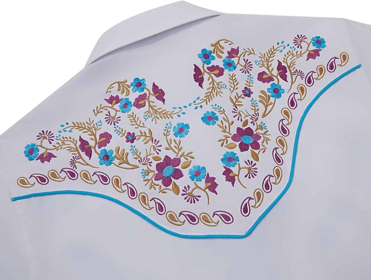 Women's Embroidered Western Cowgirl Slim Fit Shirt Long Sleeve Snap Button Down Shirt with Embroidery