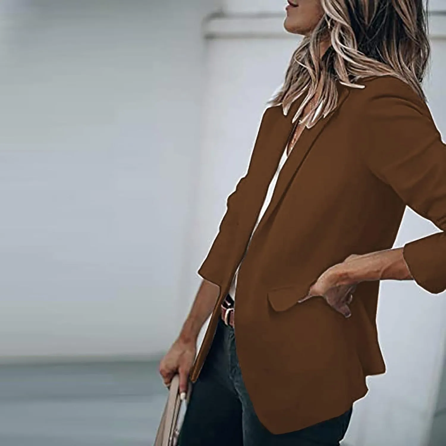Women's Fall Formal Trendy Long Sleeve Business Blazer Plus Size Jacket,M-5XL