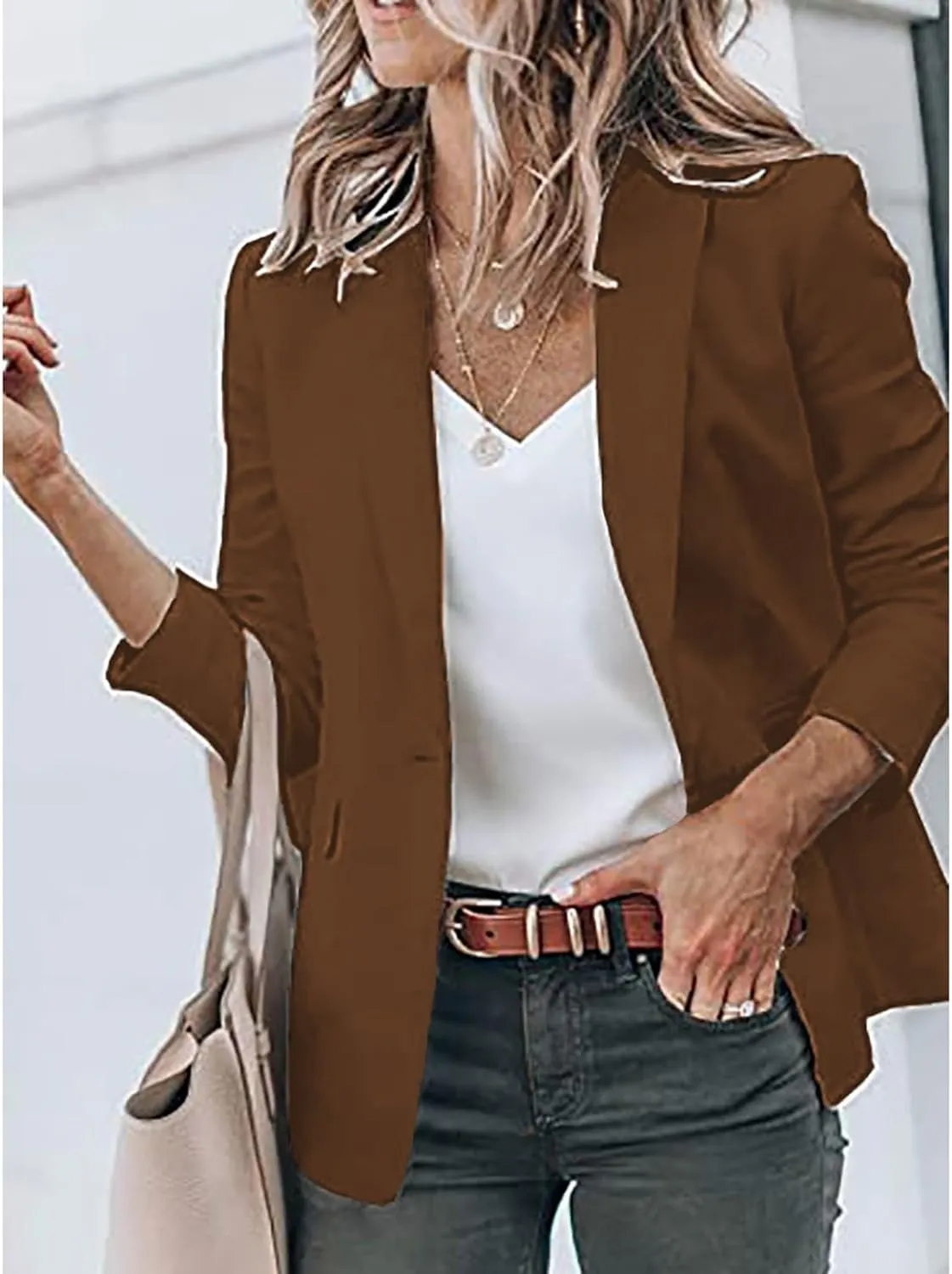 Women's Fall Formal Trendy Long Sleeve Business Blazer Plus Size Jacket,M-5XL