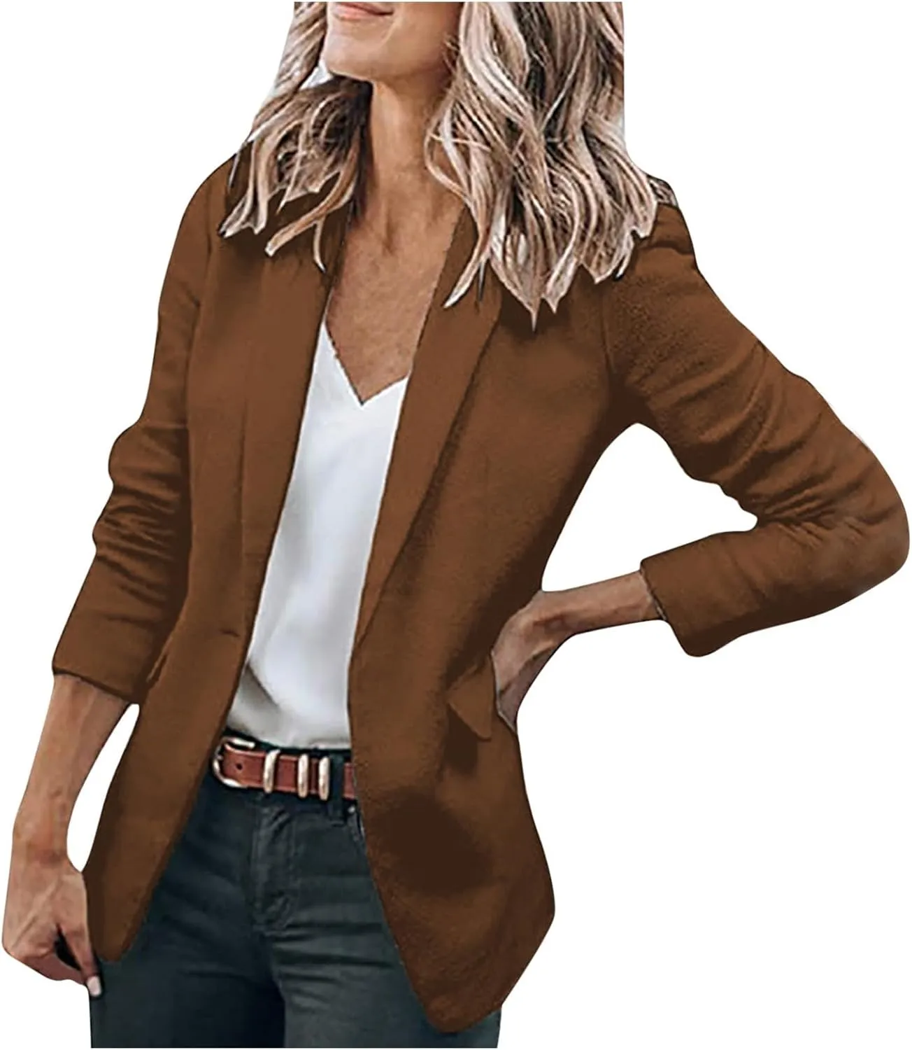 Women's Fall Formal Trendy Long Sleeve Business Blazer Plus Size Jacket,M-5XL