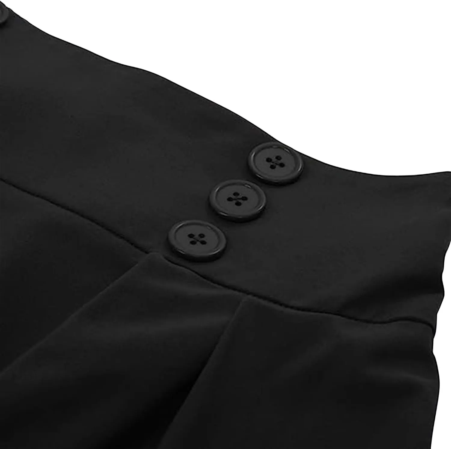 Women's Fall Winter Button Down Pleated Midi Skirt High Elastic Waisted Flowy Long Skirts Casual Solid Color Skirt