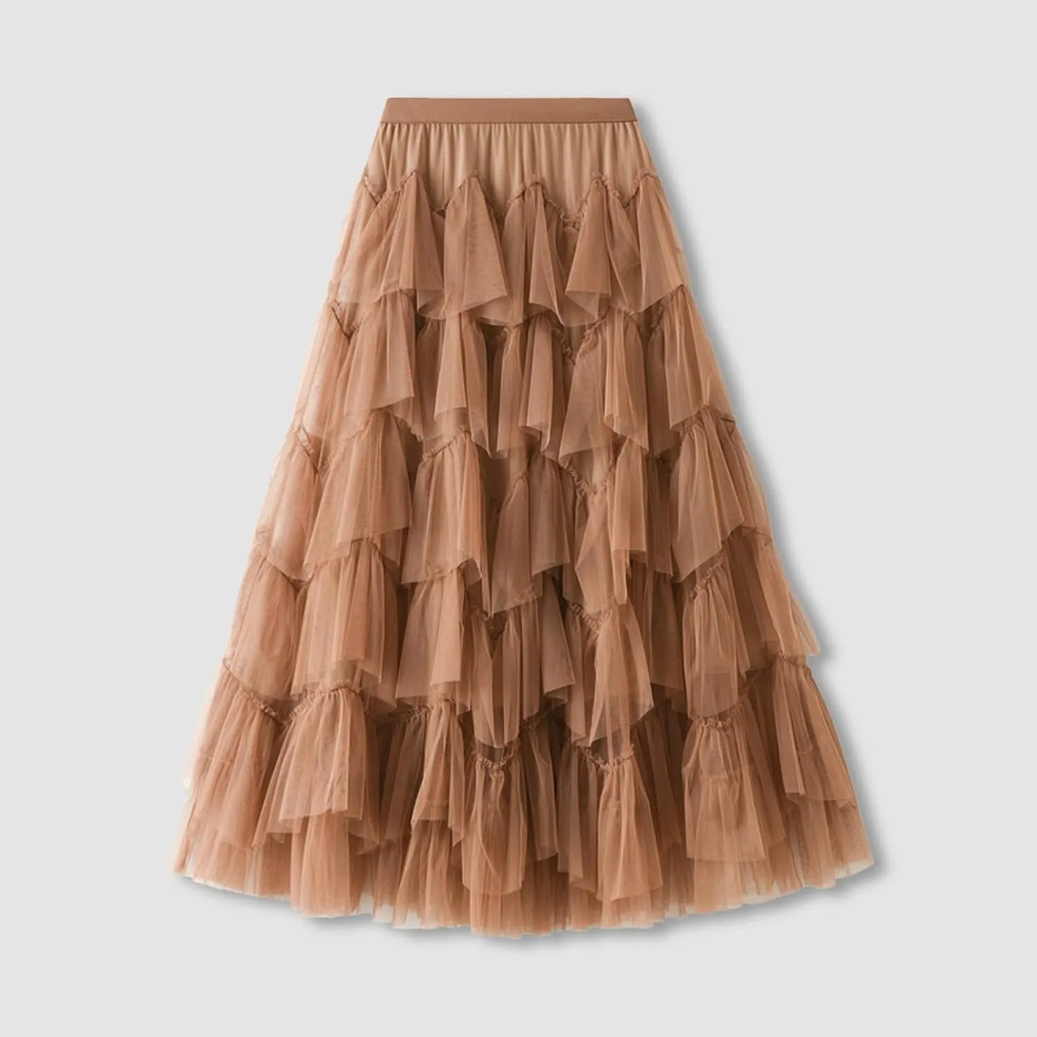 Women's Floral Midi Skirt Layered Heavy Industry Cake Skirts Vintage Irregular Beach Thin Skirt Pleated Cheer