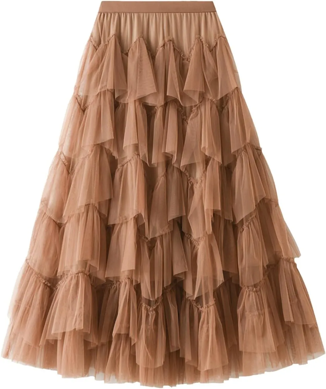 Women's Floral Midi Skirt Layered Heavy Industry Cake Skirts Vintage Irregular Beach Thin Skirt Pleated Cheer