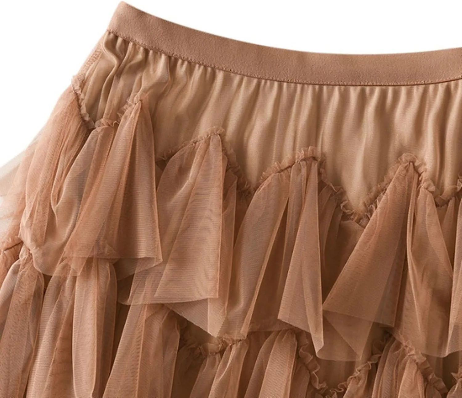 Women's Floral Midi Skirt Layered Heavy Industry Cake Skirts Vintage Irregular Beach Thin Skirt Pleated Cheer