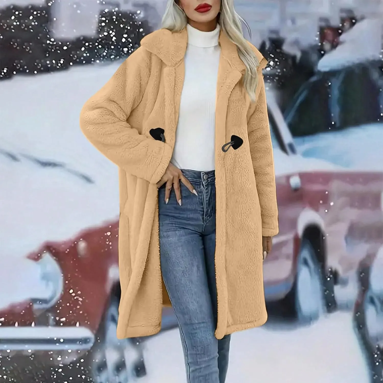 Womens Fuzzy Fleece Cardigan Coat Coatigan 2024 Fall Winter Warm Fuzzy Coat Lightweight Open Front Long Trench Coats