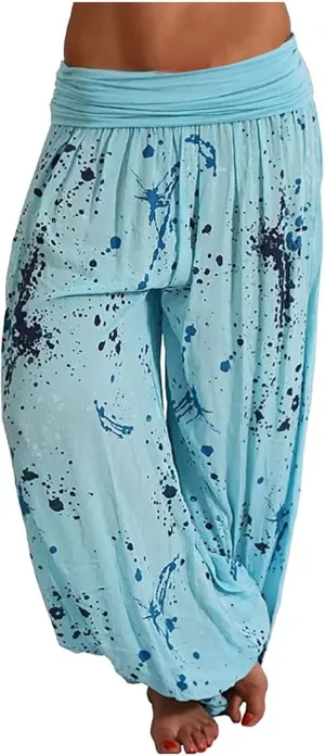 Women's Harem Pants High Waist Yoga Boho Trousers with Pockets Hippie Boho Beach Baggy Summer Baggy Joggers Plus Size