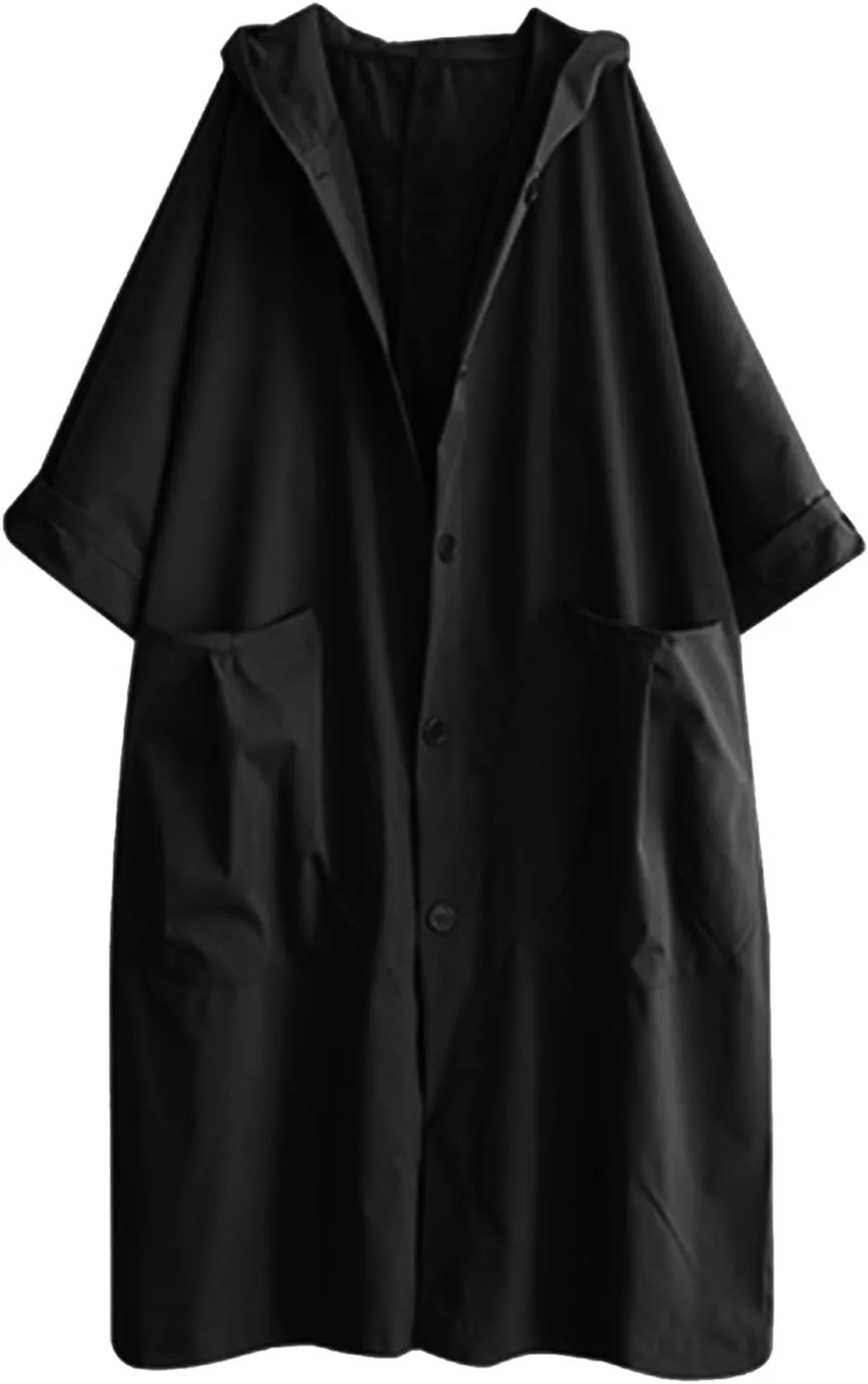 Womens Long Breasted Trench Coat Midi Length Overcoat Faux Leather Suit Jacket for Women
