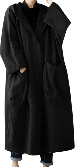 Womens Long Breasted Trench Coat Midi Length Overcoat Faux Leather Suit Jacket for Women