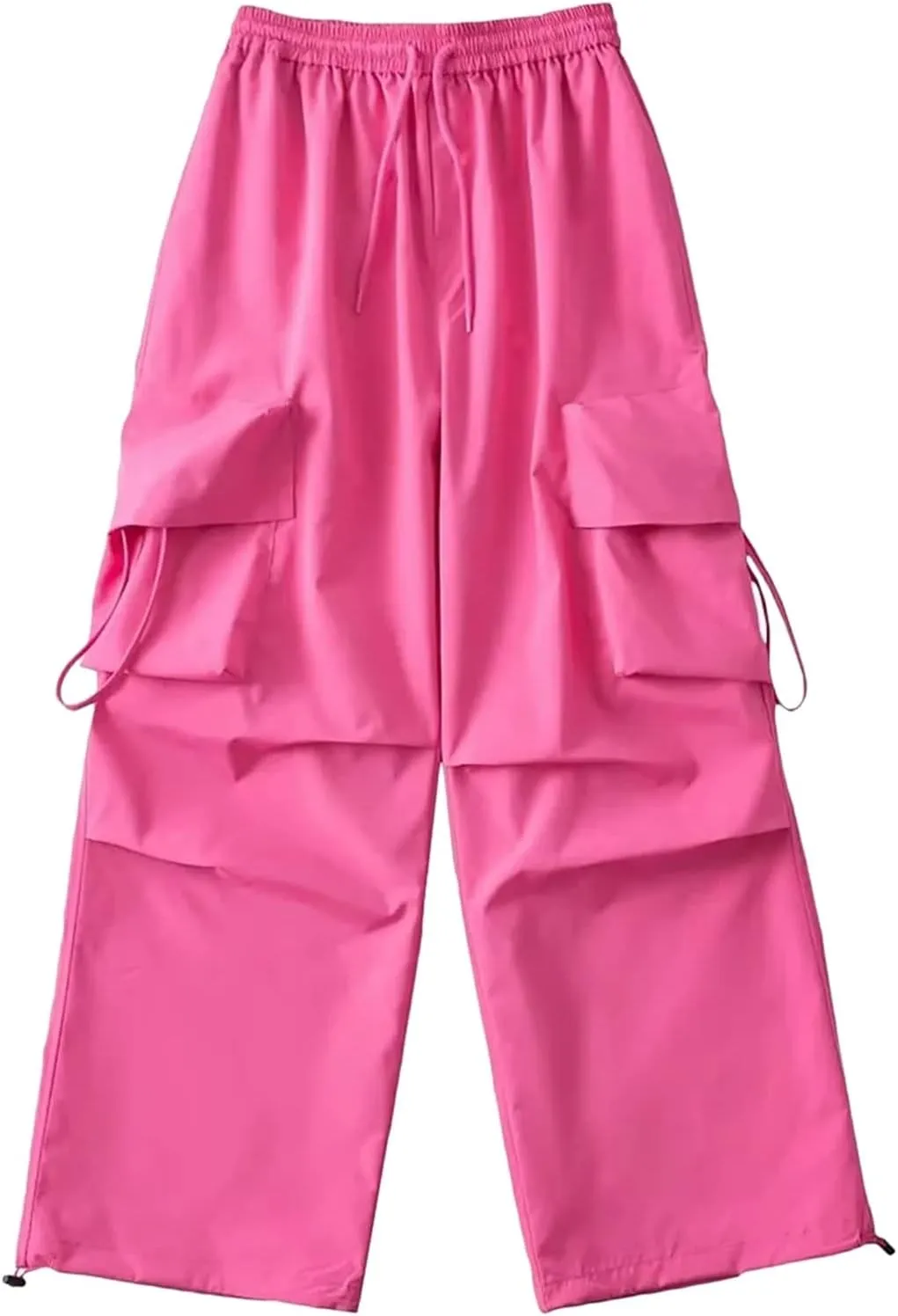Women's Loose Pocket Cargo Pants Street Pat Elastic Waist Casual Pants Trousers Y2k Streetwear Soft Trendy Trousers