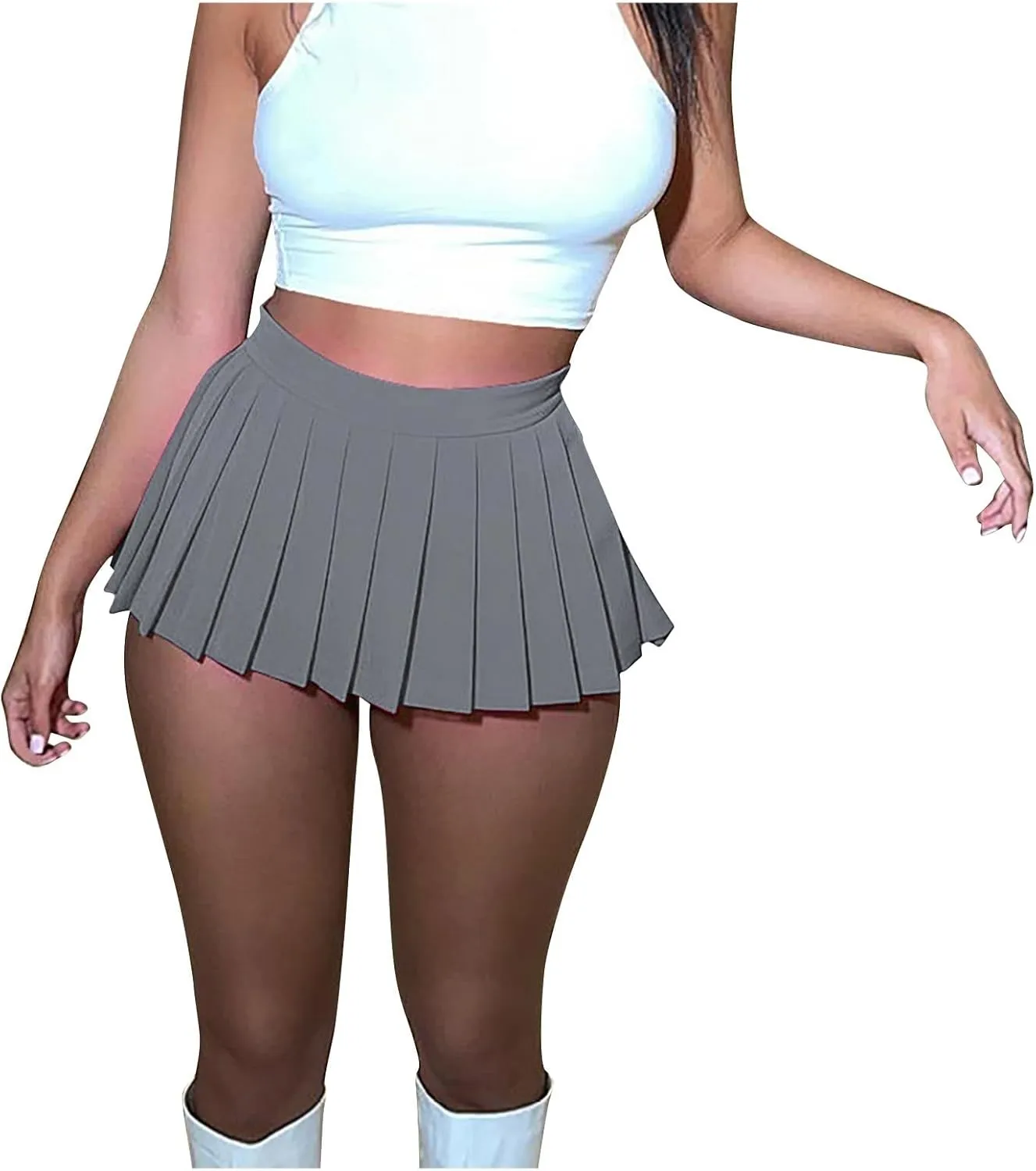 Women's Mini Pleated Skirts Sexy Clubwear High Wiast Stretchy Tennis Skater A-line Skirt Y2k Aesthetic Clothes