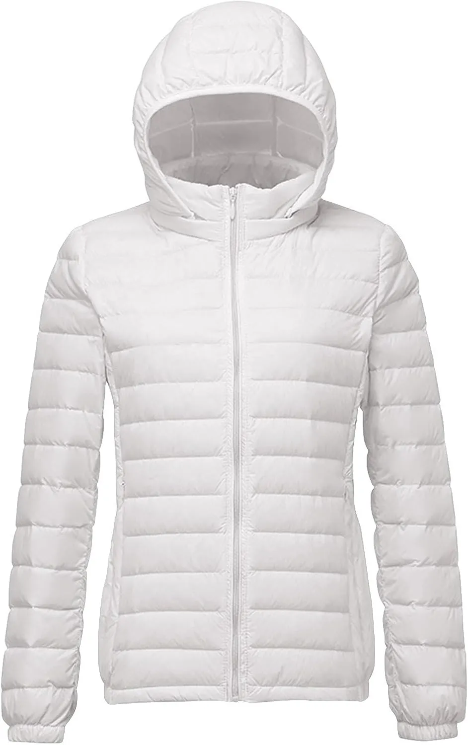 Womens Packable Down Jacket Lightweight Quilted Puffer Coat Casual Zipper Pockets Duck Down Outwear with Removable Hood