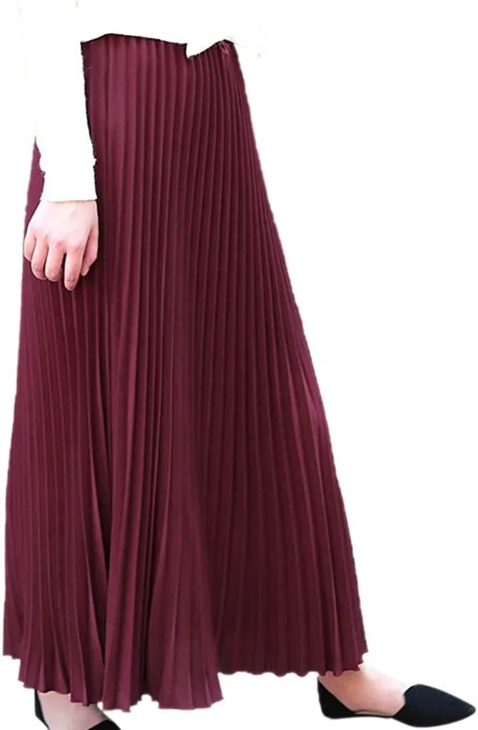 Women's Pleated Midi Skirt Womens Elastic Waist Solid Elegant Skirt Womens Plaid Skirts for Women Midi Skirts