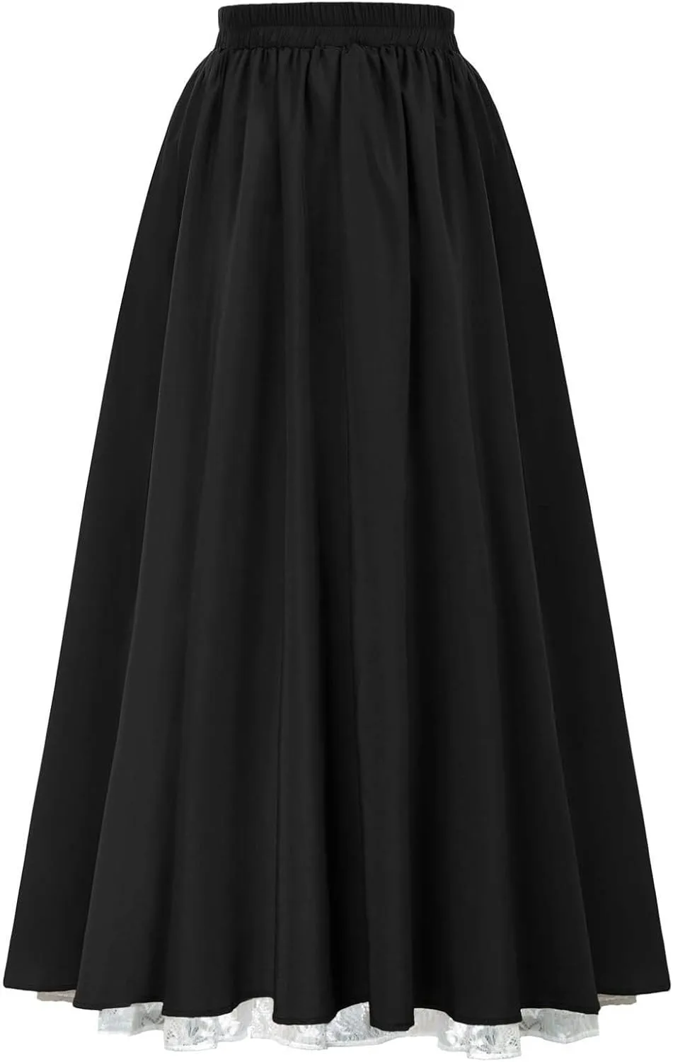 Women's Renaissance Skirt Victorian Peasant Double-Layer Maxi Long Skirts Casual Elastic Waisted Skirt Retro Costumes