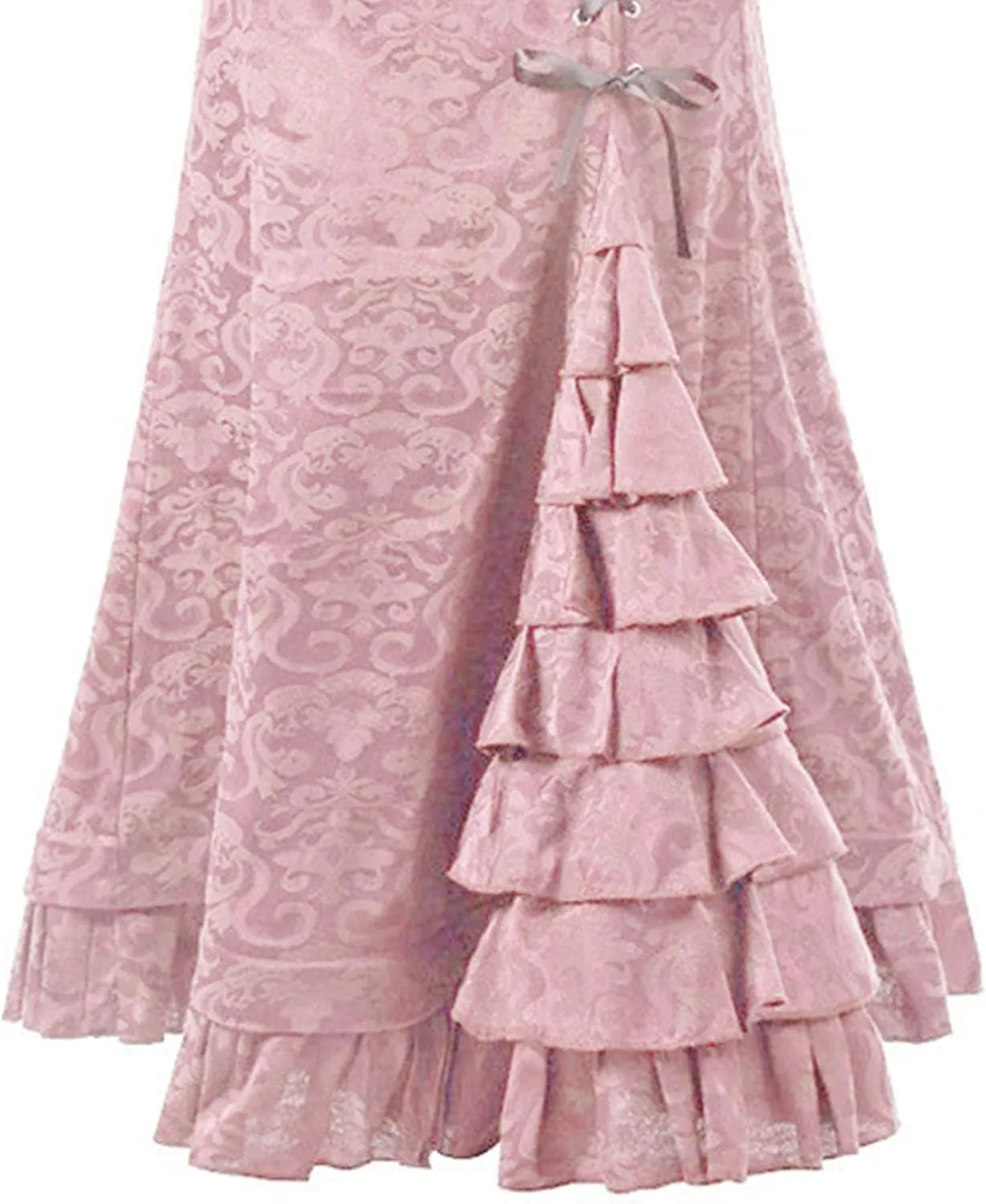 Women's Steampunk Skirt Victorian Long Side Lace up Ruffle High Waist Mermaid Renaissance Vintage Dress Maxi Skirt