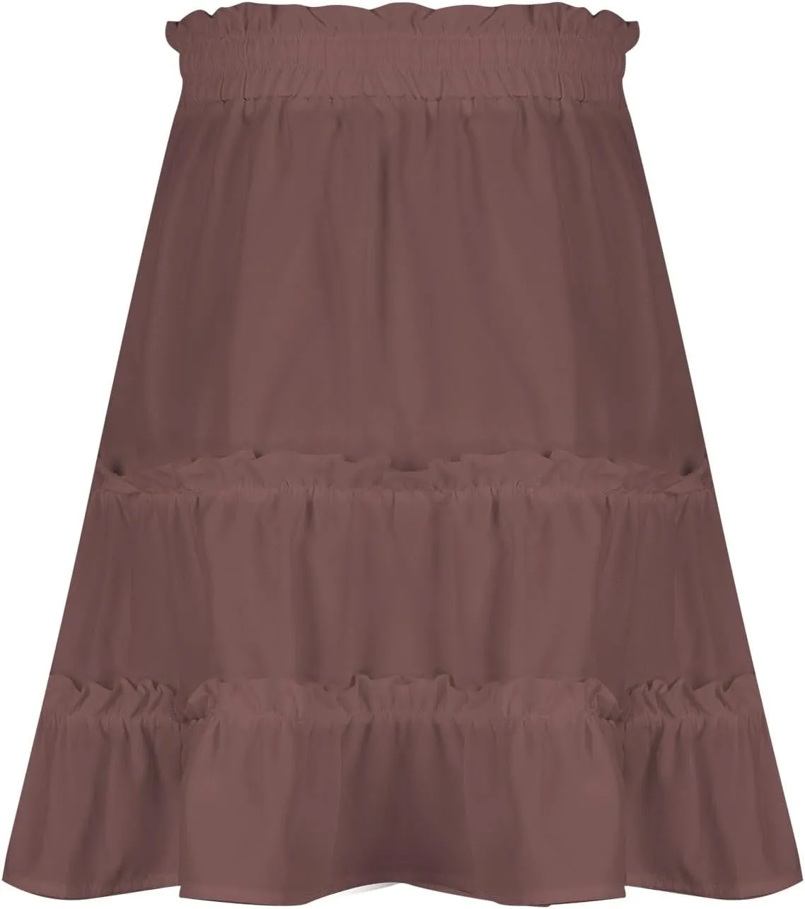 Womens Summer Beach Skirts Flowy Ruffle Tiered Mini Skirt Cute High Waist Boho Flared A-Line Short Skirts Dress