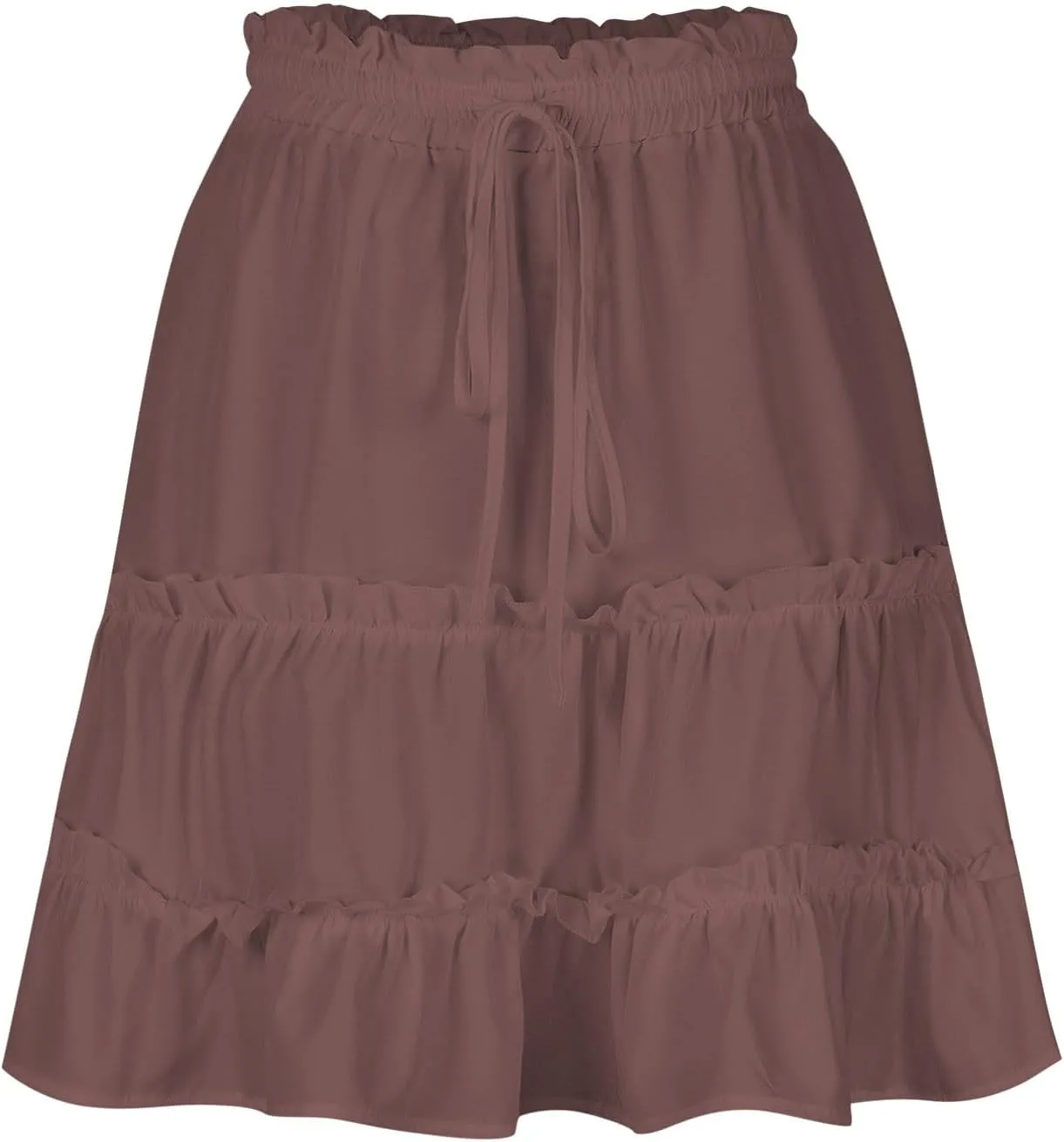 Womens Summer Beach Skirts Flowy Ruffle Tiered Mini Skirt Cute High Waist Boho Flared A-Line Short Skirts Dress