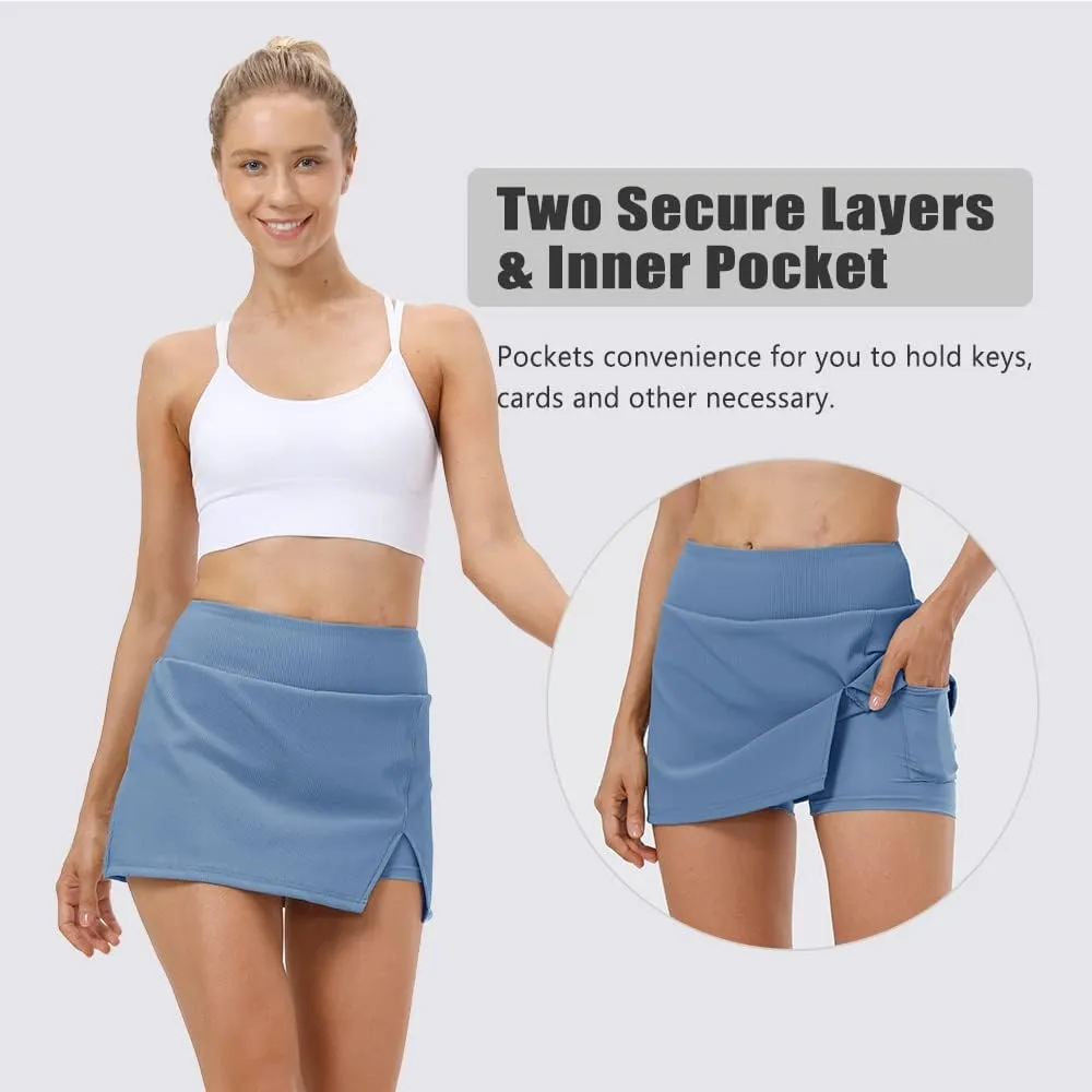 Women's Tennis Skirt Cute Golf Short Mini Skirt Skort Split Hem Bodycon Pencil Skirts for Workout Sports Athletic