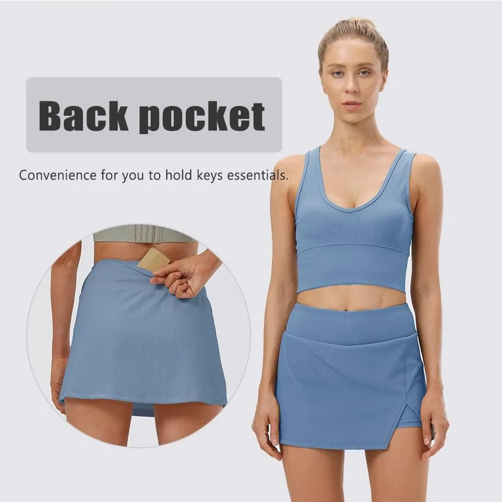 Women's Tennis Skirt Cute Golf Short Mini Skirt Skort Split Hem Bodycon Pencil Skirts for Workout Sports Athletic