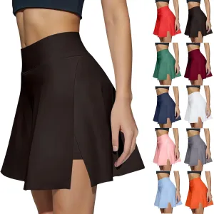 Women's Tennis Skirt with Shorts Underneath Summer Athletic Skorts with Slit Y2k High Waisted Golf Skirt