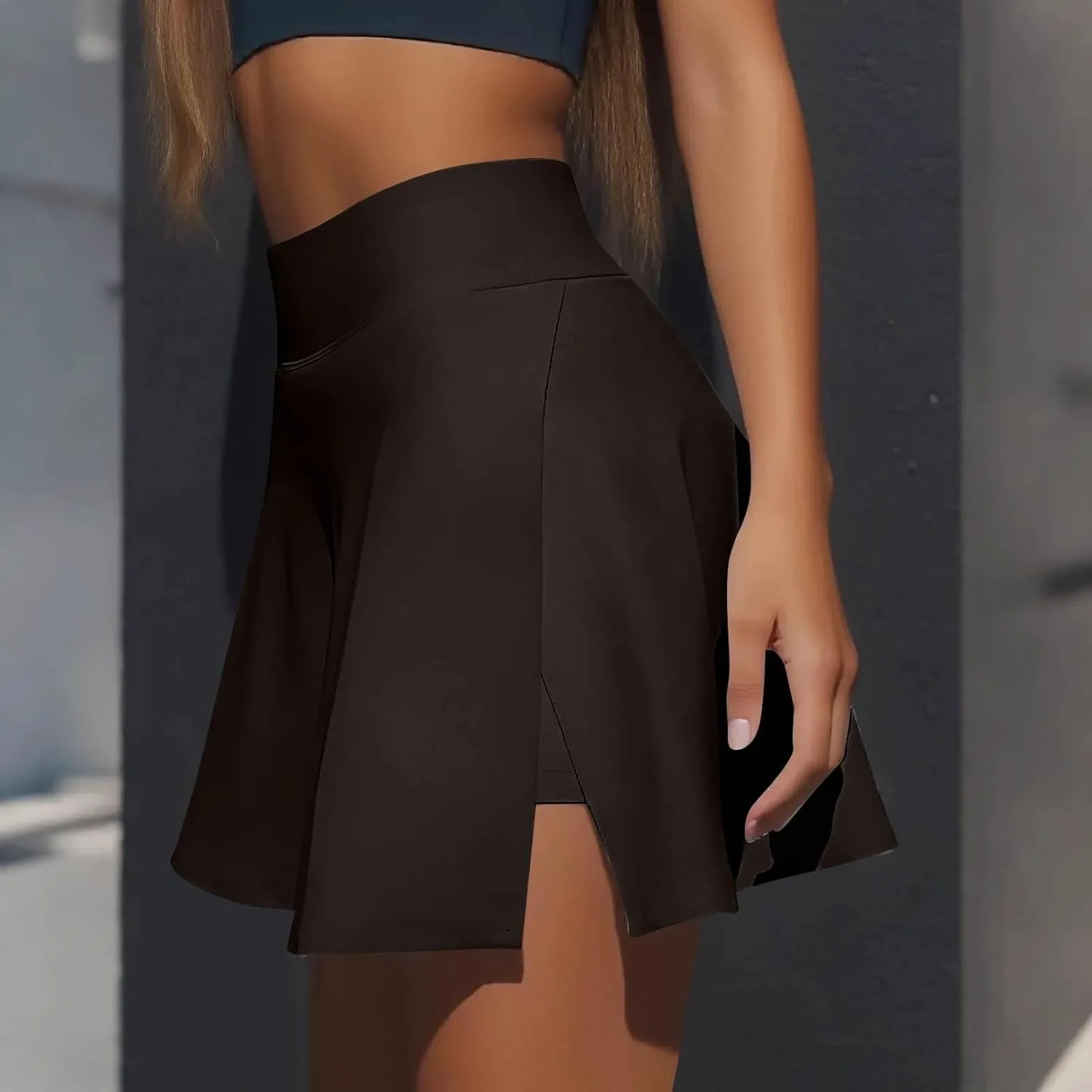 Women's Tennis Skirt with Shorts Underneath Summer Athletic Skorts with Slit Y2k High Waisted Golf Skirt