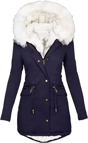 Women's Thickened Down Jacket Jacket with Collar Loose Winter Coat Long-Sleeve Water Resistant Women's Parka Jacket