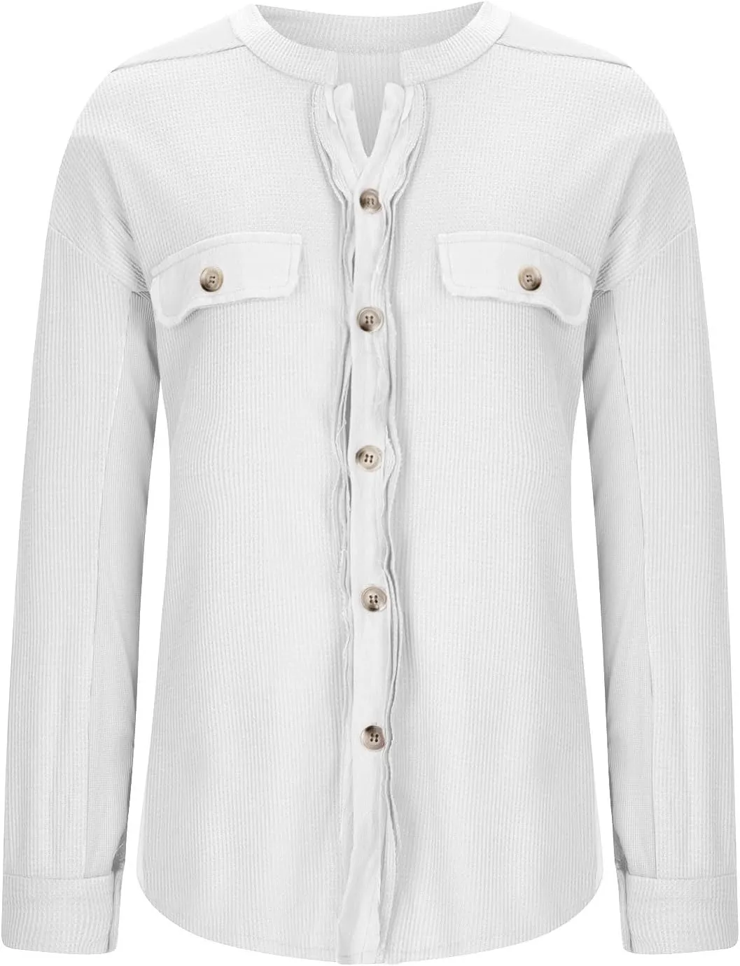 Womens Waffle Knit Button Down Shirts Casual Long Sleeve Shacket Jacket Fall Fashion 2023 Outerwear Jackets Coats