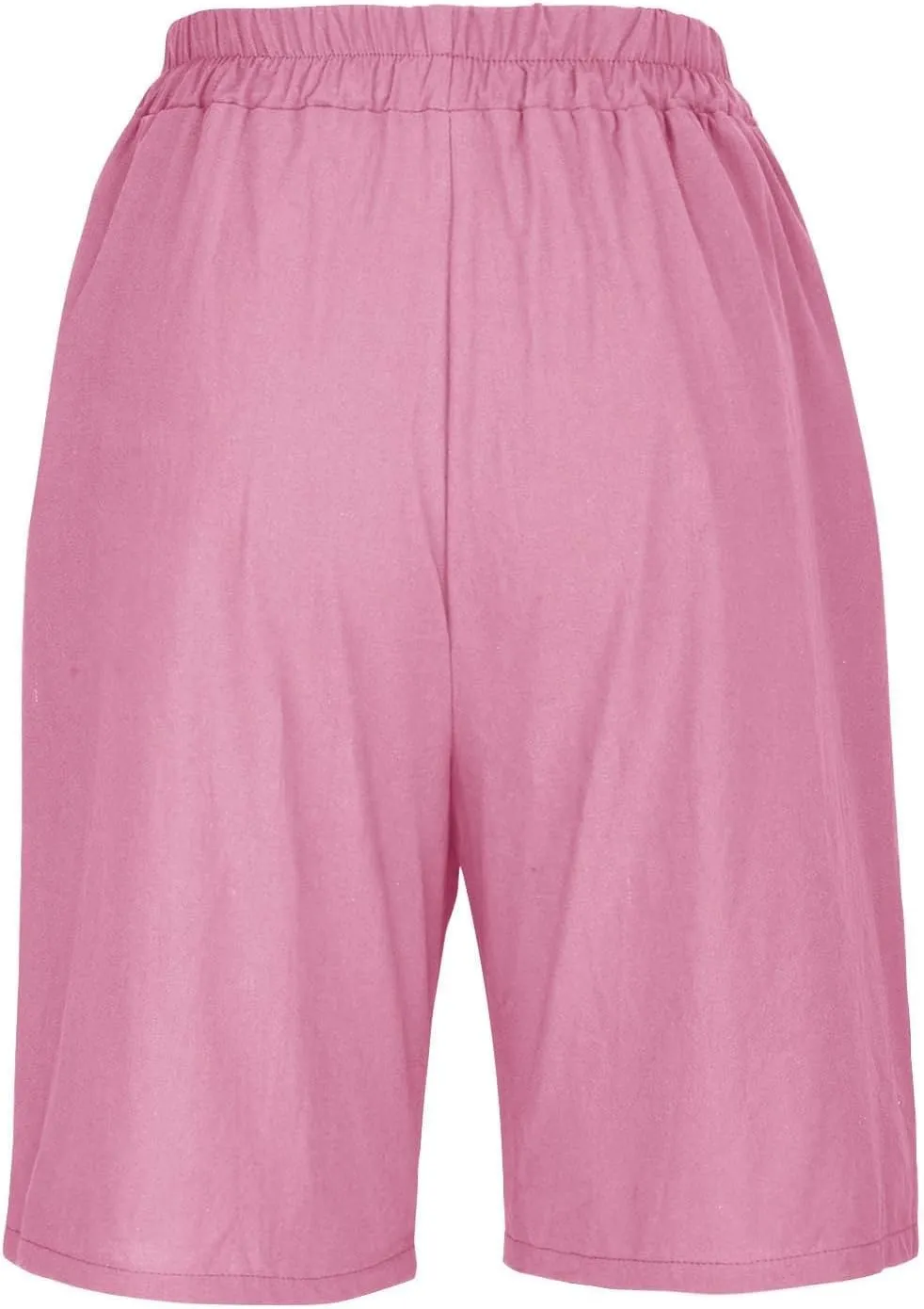 Womens Wide Leg Cotton Linen Shorts Comfy Bermuda Shorts Summer Casual Short Pants Loose Knee Length Shorts