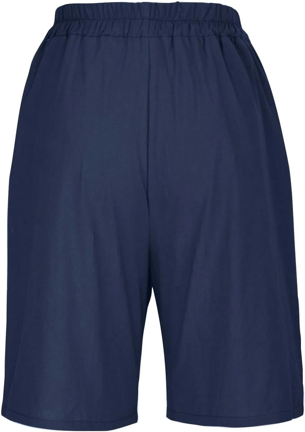 Womens Wide Leg Cotton Linen Shorts Comfy Bermuda Shorts Summer Casual Short Pants Loose Knee Length Shorts