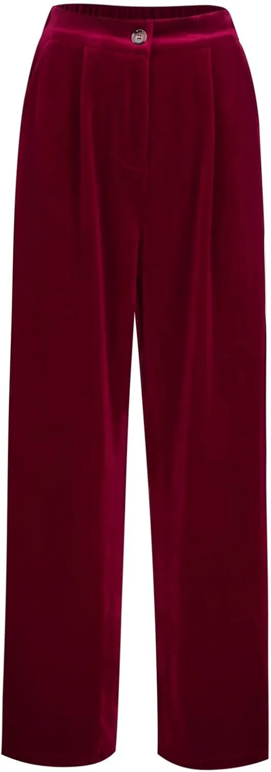 Womens Wide Leg Pants High Waist Corduroy Trousers Fall Winter Suede Button Temperament Elegant Commuting Casual Pant