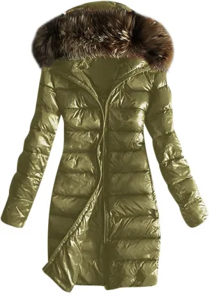 Women's Winter Faux Jacket With Down Insulation Jacket and Detachable Hood Retro Windbreaker