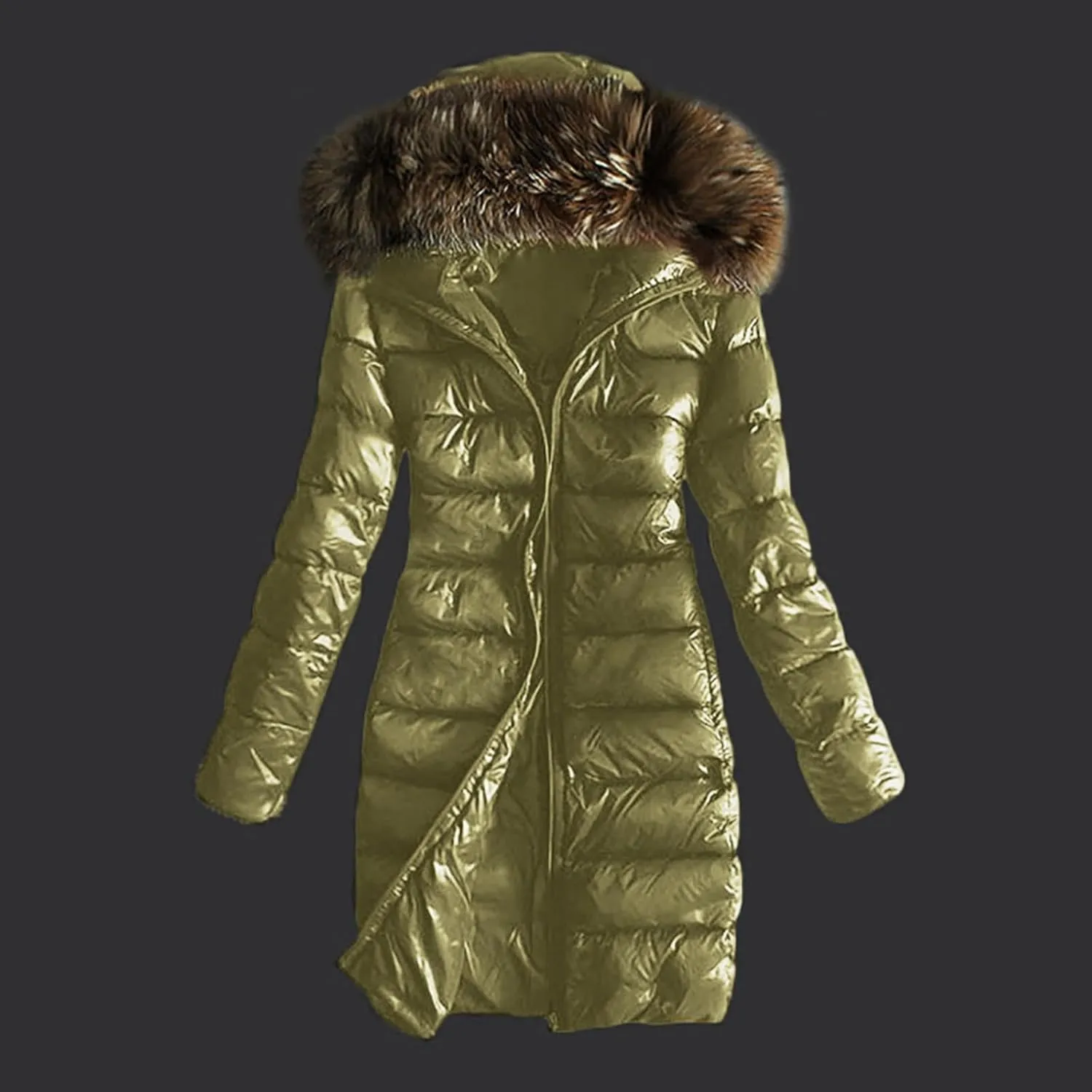 Women's Winter Faux Jacket With Down Insulation Jacket and Detachable Hood Retro Windbreaker