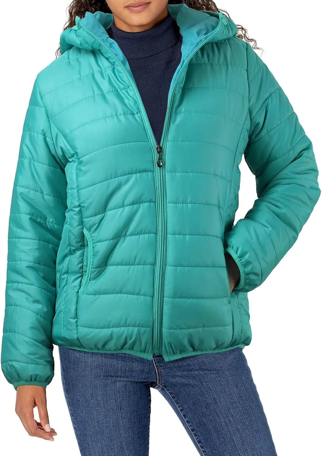 Womens Winter Puffer Jacket Warm Lightweight Hooded Down Coat Casual Solid Long Sleeve Zipper Outwear 2024 Thermal Coat
