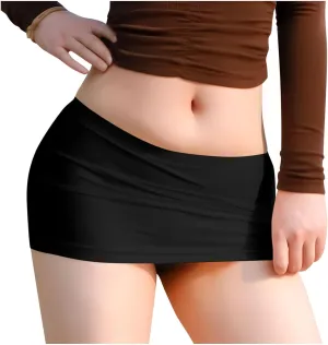 Womens Wrap Mini Skirts Sexy Low Waist Stretchy Hot Girl Short Skirt Summer Solid Color Lightweight Slutty Outfits