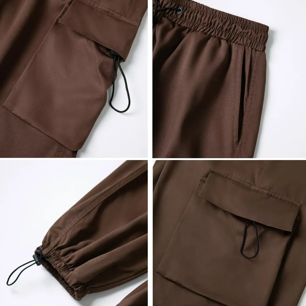 WZIKAI Men's Baggy Cargo Pants Casual Parachute Cargo Pants Loose Fit Hip Hop Harem Pants with Pockets