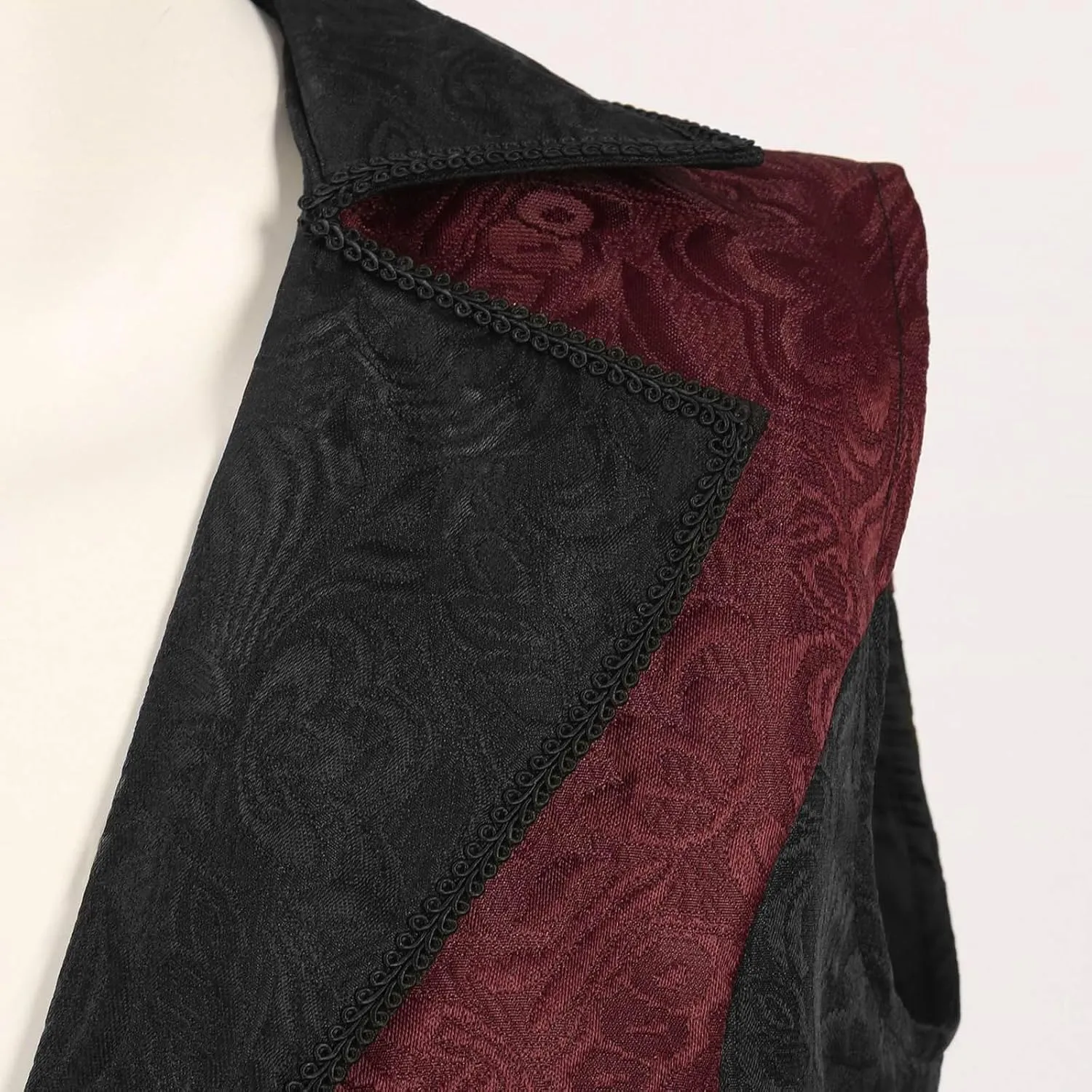 Xiaojmake Mens Gothic Steampunk Vest Double Breasted Jacquard Brocade Vest Swallowtail Waistcoat Medieval Sleeveless Tailcoat