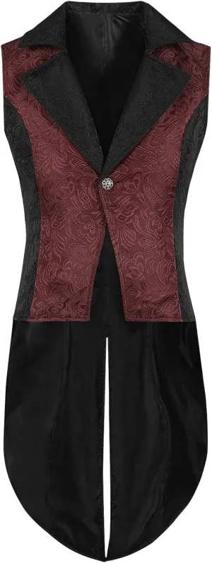Xiaojmake Mens Gothic Steampunk Vest Double Breasted Jacquard Brocade Vest Swallowtail Waistcoat Medieval Sleeveless Tailcoat