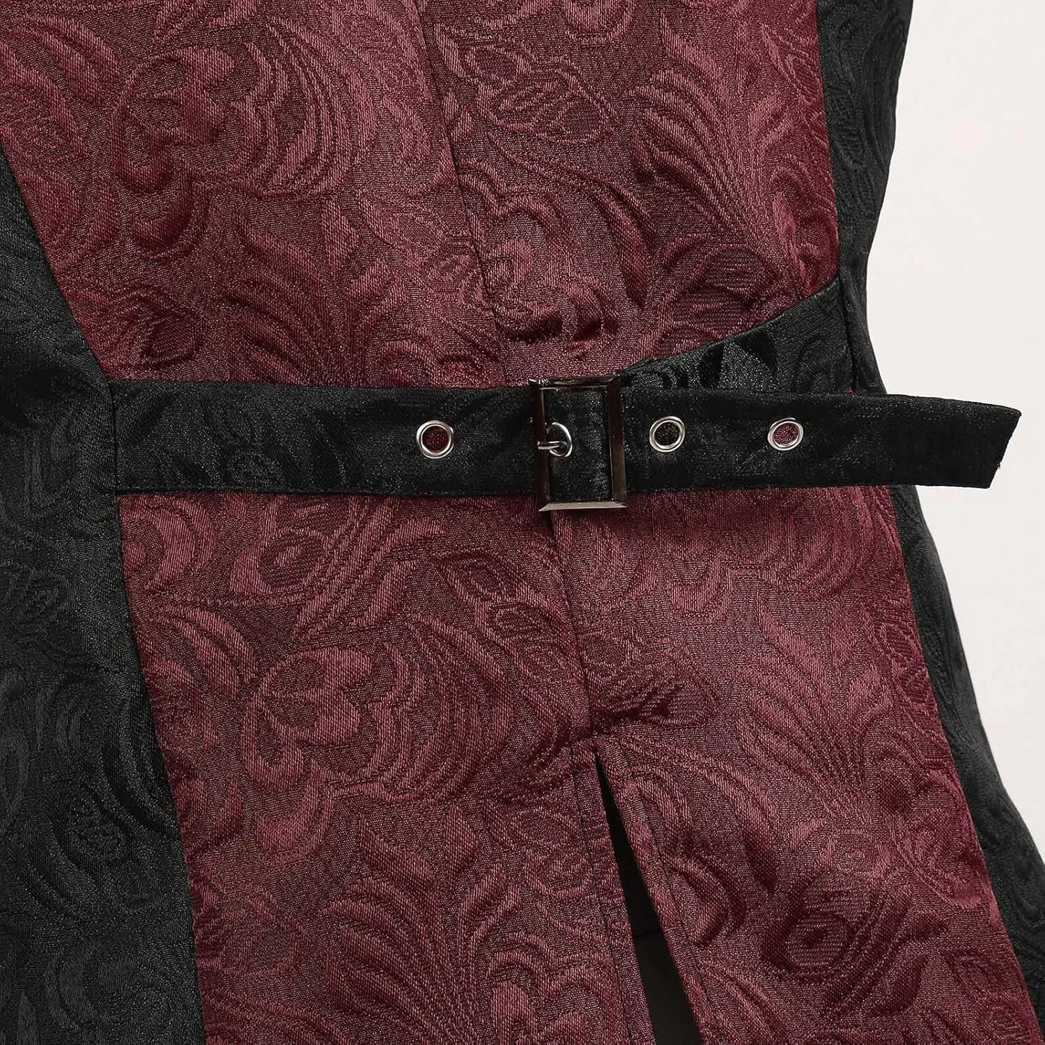 Xiaojmake Mens Gothic Steampunk Vest Double Breasted Jacquard Brocade Vest Swallowtail Waistcoat Medieval Sleeveless Tailcoat
