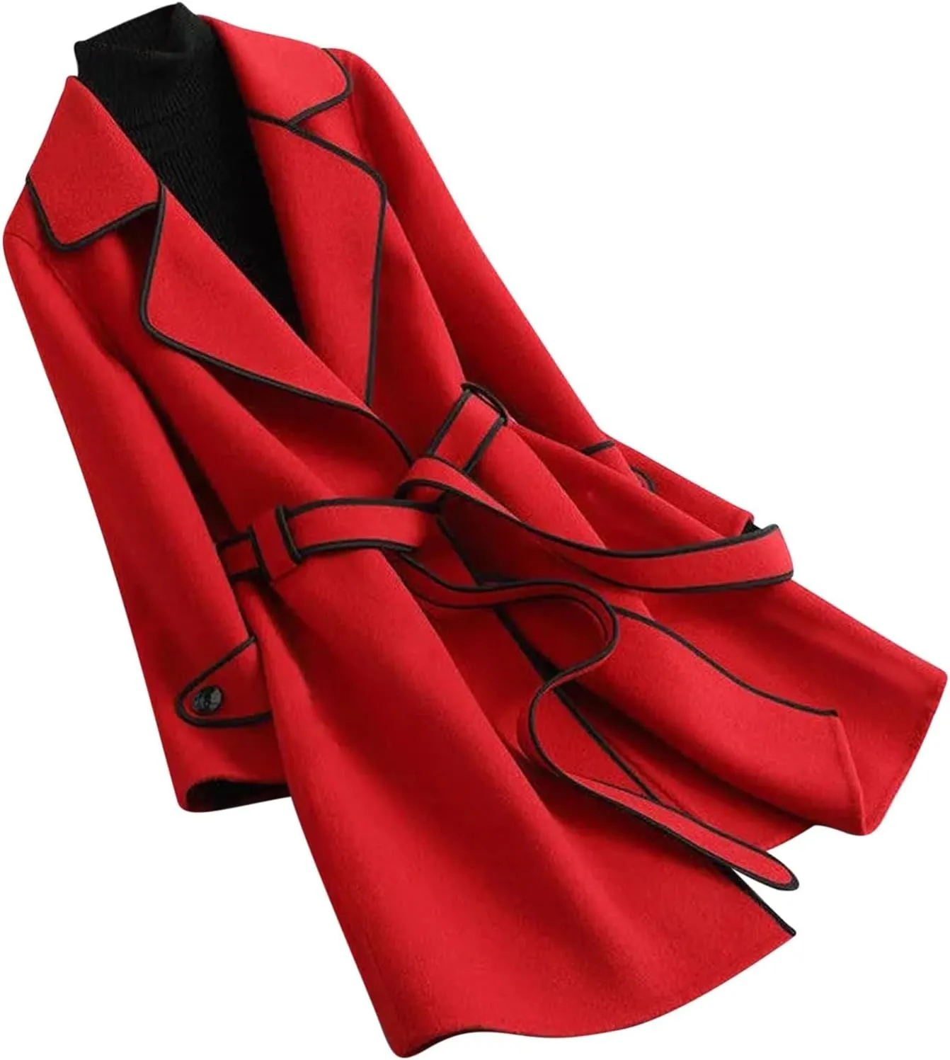 XUNRYAN Womens Trench Coat Long Sleeve Wool-Blend Jackets Notch Lapel Open Front Cardigan Fashion Coatigan Fashion Clothes