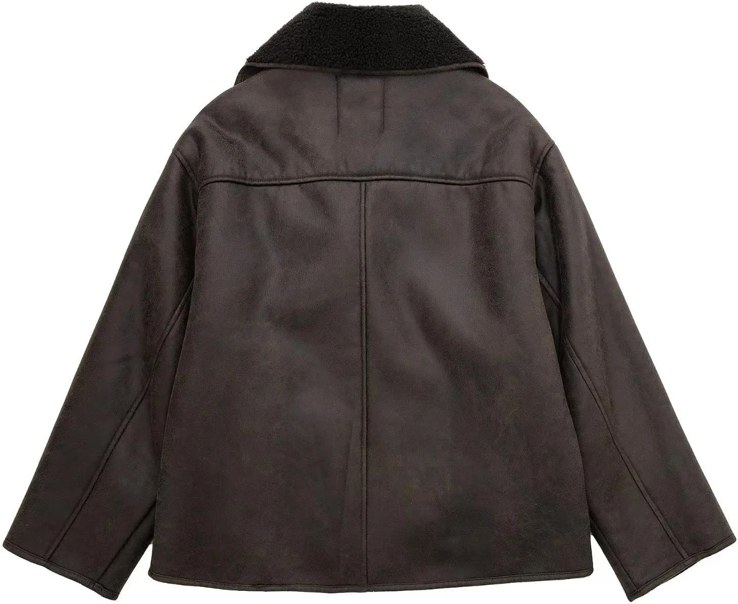 Y2K Aesthetic Leather Jackets for Women Winter Insulated Warm Coats Casual Loose Outerwear Fur Inside Long Sleeve Tops