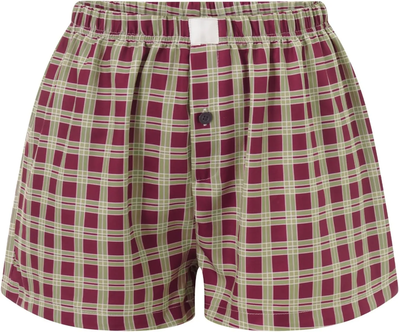 Y2k Cute Lounge Shorts for Women Plaid Print Sleep Shorts Elastic Waist Button Front Pajama Shorts Bottoms