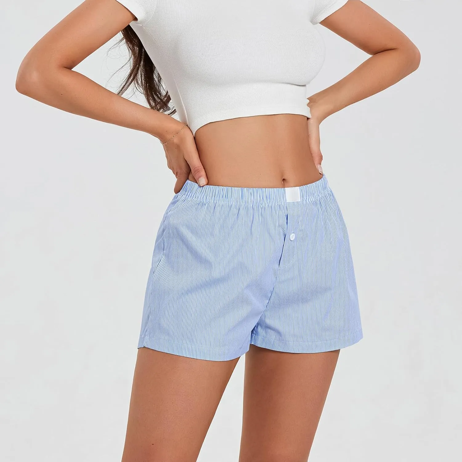 Y2k Cute Lounge Shorts for Women Plaid Print Sleep Shorts Elastic Waist Button Front Pajama Shorts Bottoms