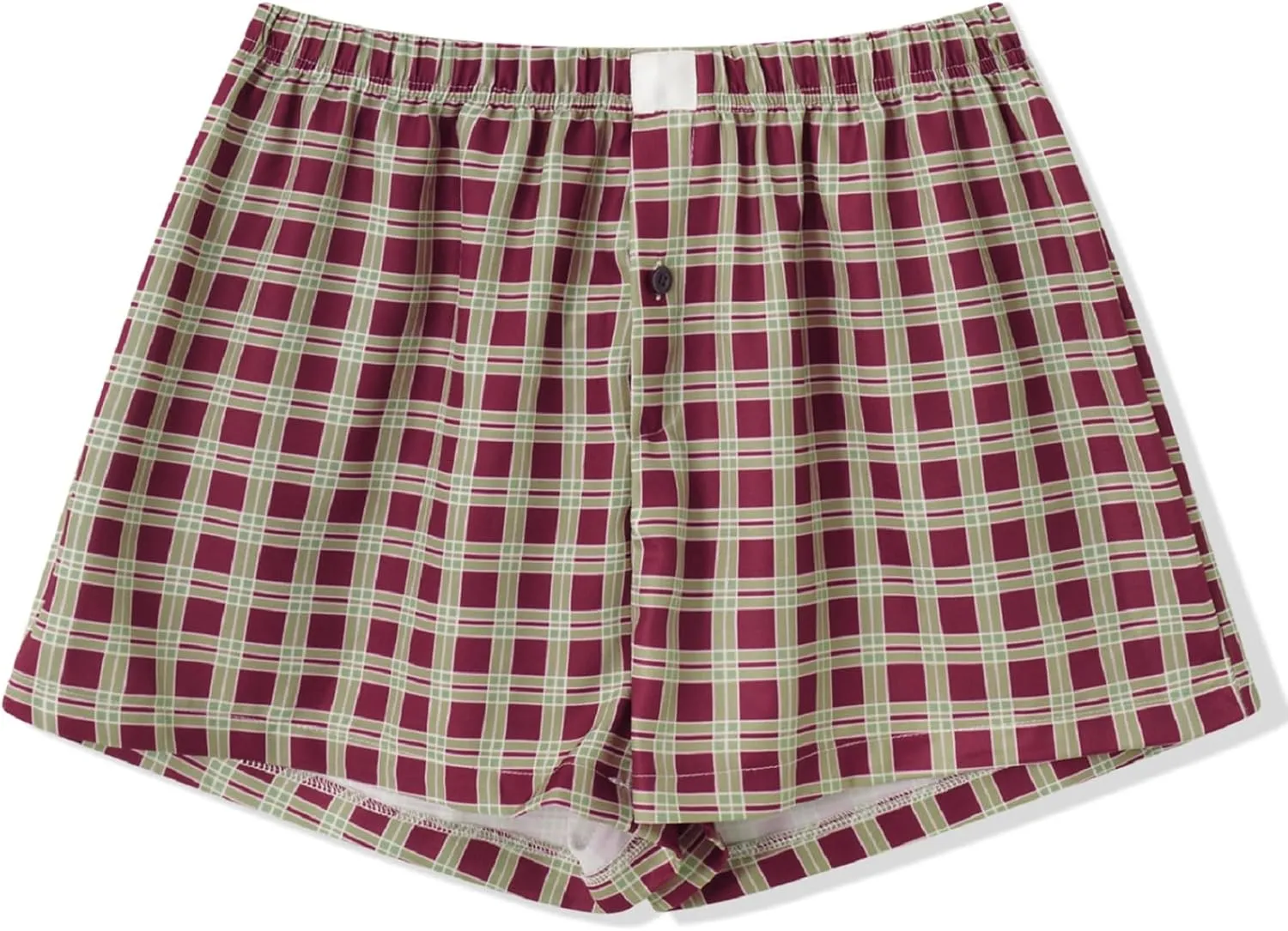 Y2k Cute Lounge Shorts for Women Plaid Print Sleep Shorts Elastic Waist Button Front Pajama Shorts Bottoms