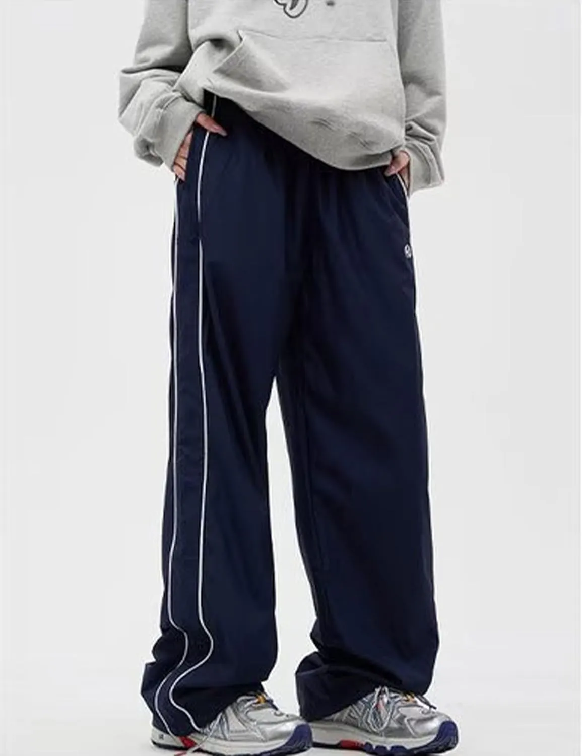 Y2k Track Pants Men Baggy Sweatpants Loose Striped Parachute Pants Wide Leg Hip Hop Streetwear