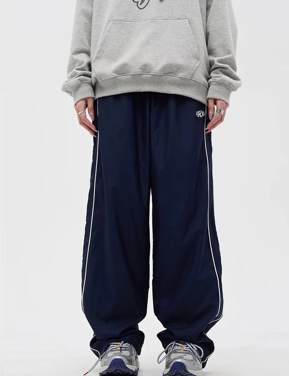 Y2k Track Pants Men Baggy Sweatpants Loose Striped Parachute Pants Wide Leg Hip Hop Streetwear